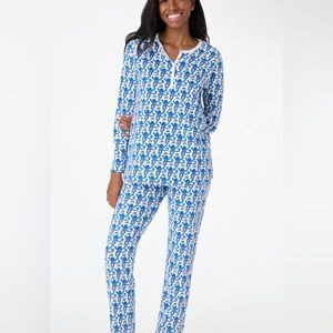 Roller Rabbit blue monkey pajamas. Size small. Long sleeve + pants.
